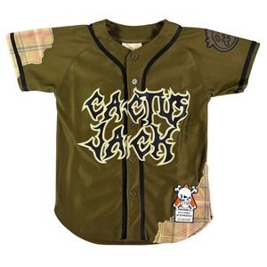 Travis Scott Cactus Jack Astroworld Youth Baseball Jersey Olive Green Small NWT